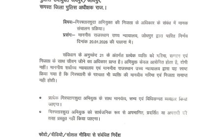 राजस्थान पुलिस में बड़ा निर्देश: गिरफ्तार व्यक्तियों की फोटो-वीडियो सोशल मीडिया पर साझा करना प्रतिबंधित
